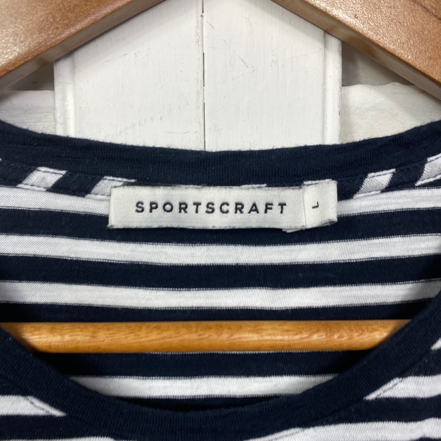 Sportscraft Top Size Large 14 Black White Striped Cotton