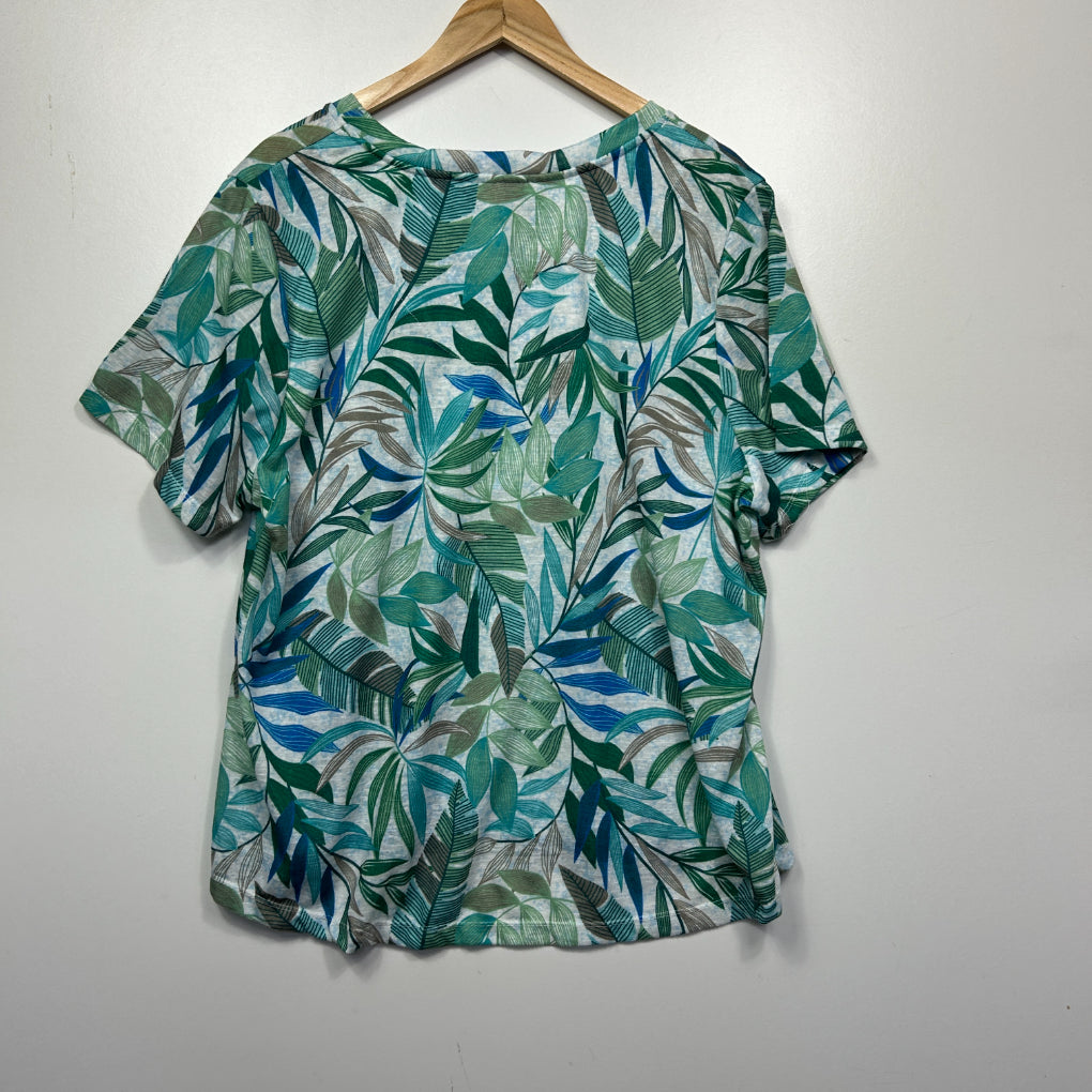 Millers Multicoloured Tropical Leaf Print Short Sleeve Top - Size 22