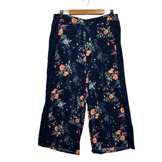 & me Pants Size 16 Blue Floral Viscose