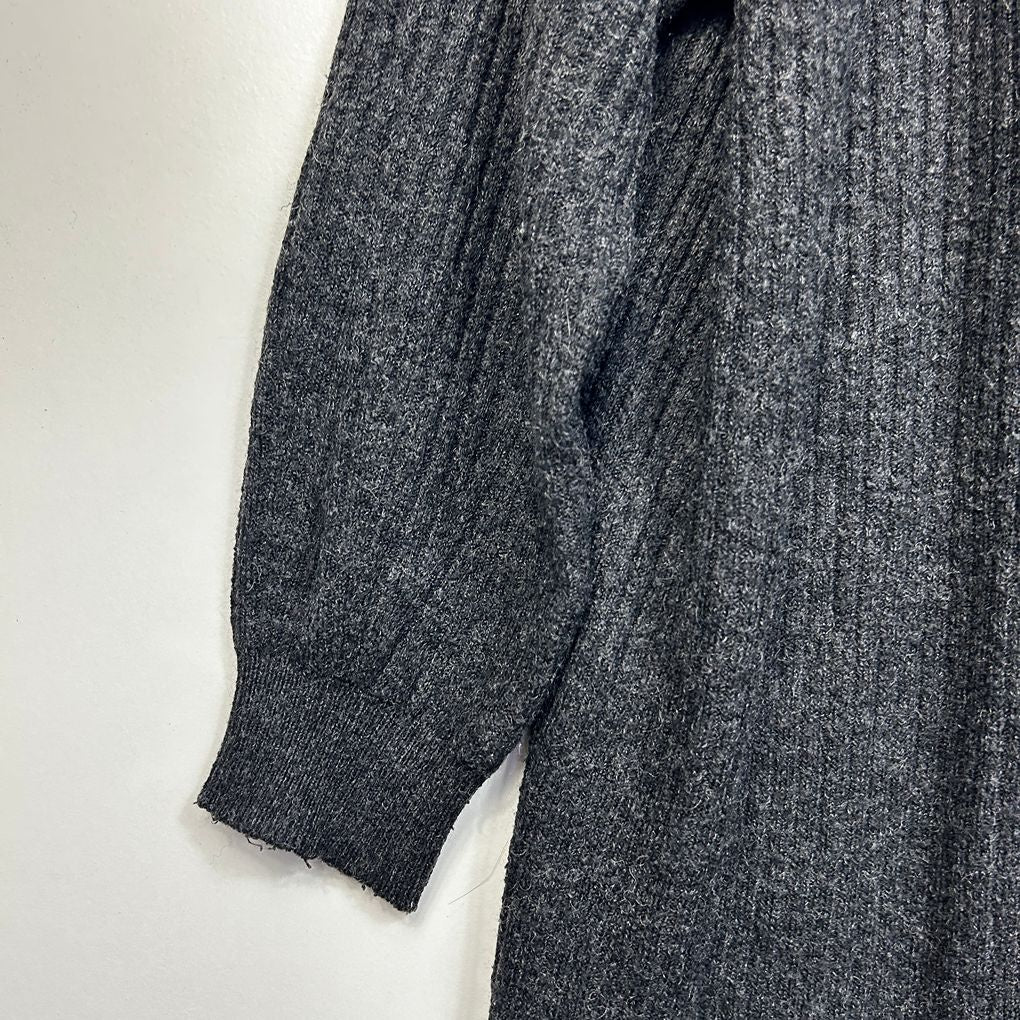 H&M Charcoal Longline Wool Blend Cardigan - Size L