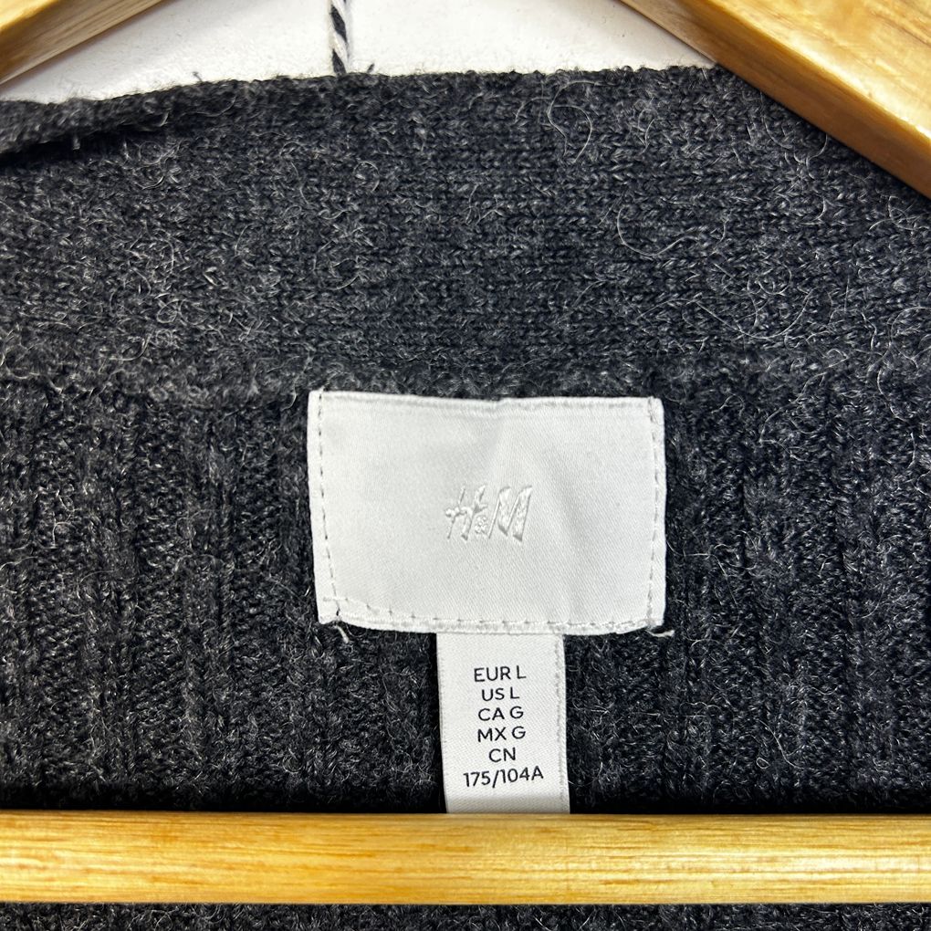 H&M Charcoal Longline Wool Blend Cardigan - Size L