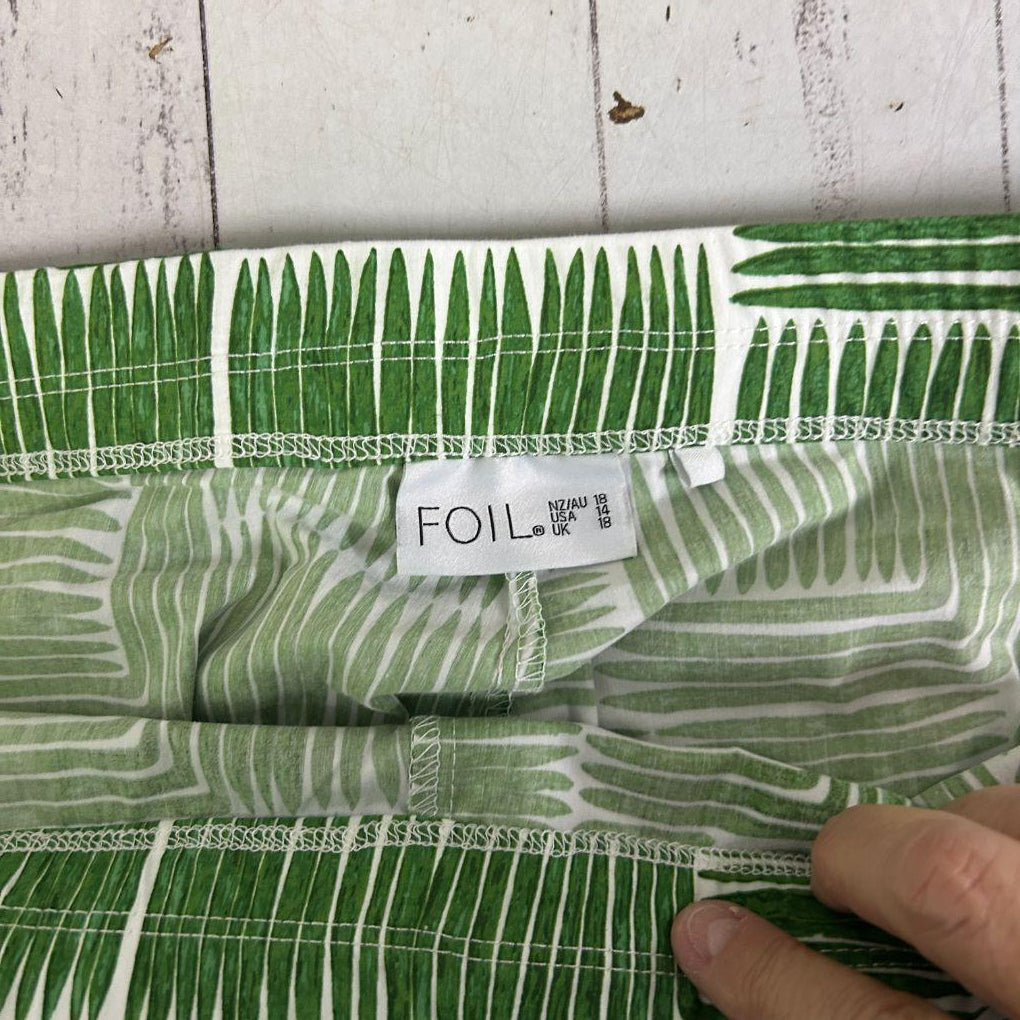Foil Green Cotton Pants - Size 18