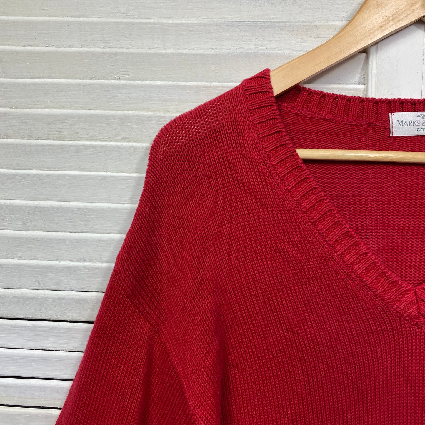 Marks & Spencer Jumper Size Large Red Long Sleeve Knit