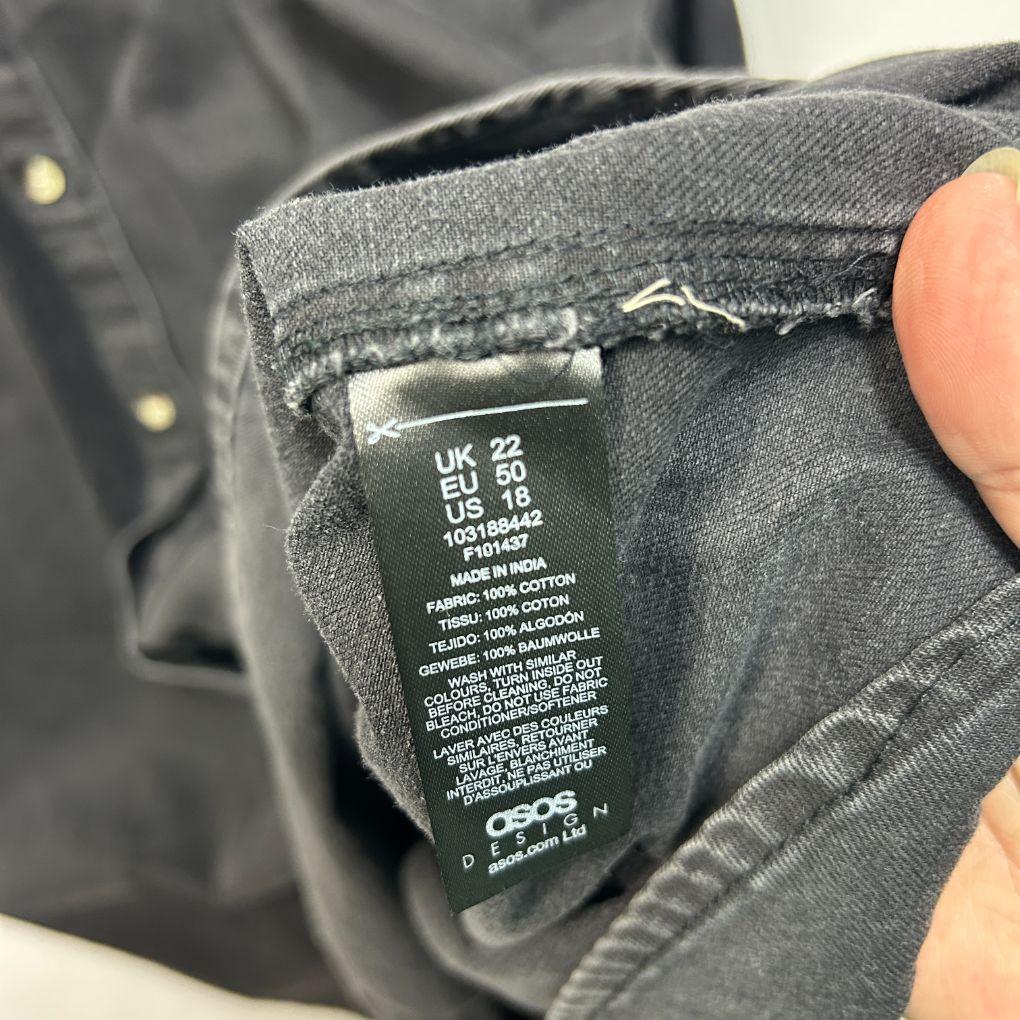 ASOS Black Denim Shirt Dress - Size 22