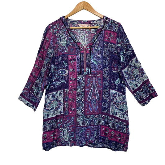 Millers Top Size 16 Multicoloured Paisley Print Long Sleeve Viscose