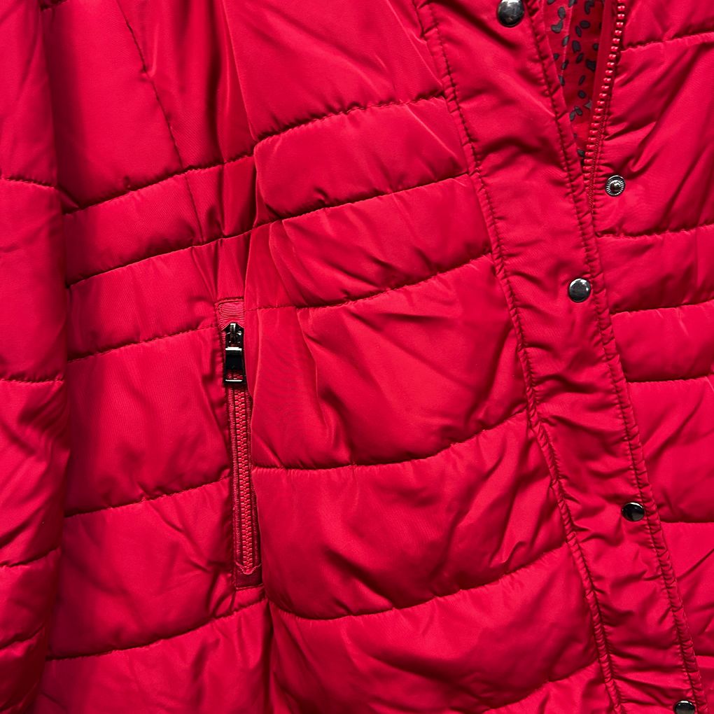 Next Red Puffer Coat with Hood - Size 26