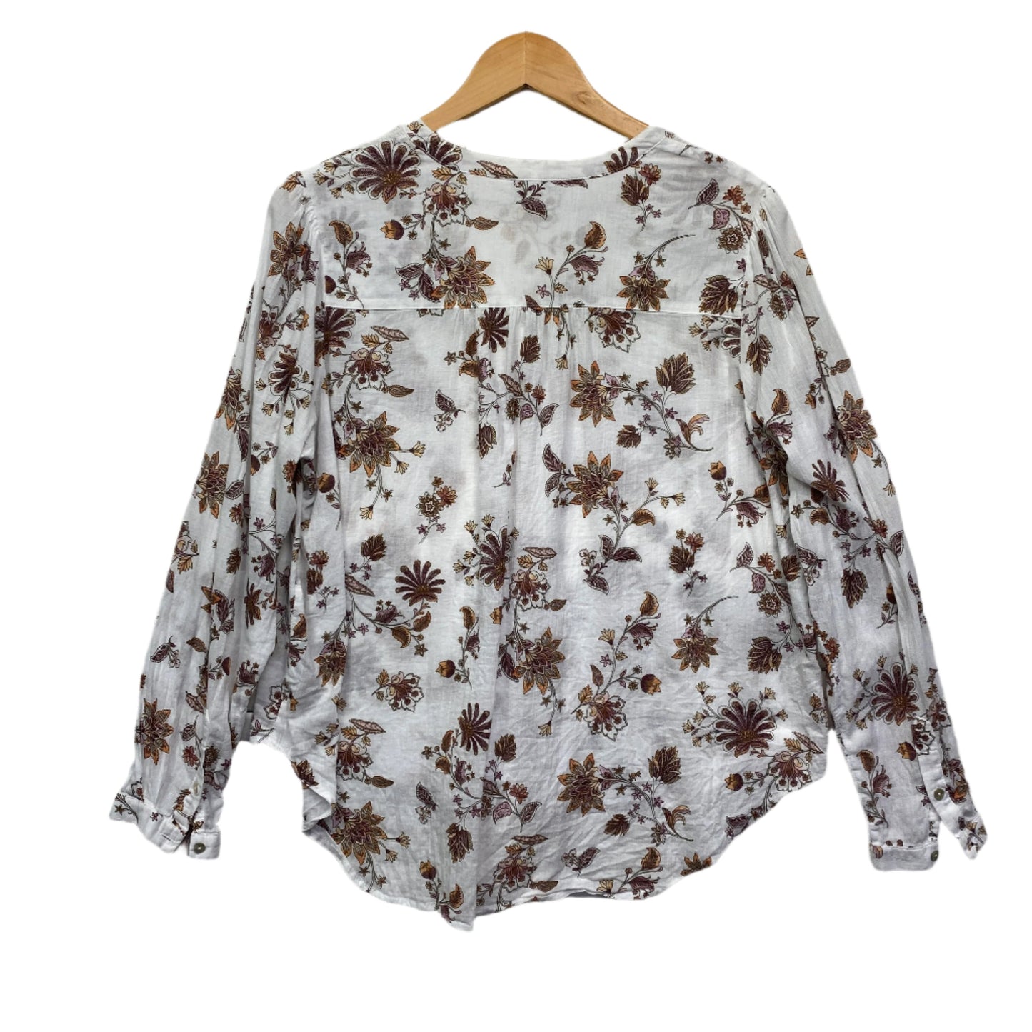 Target Top Size 16 White Floral Long Sleeve Cotton