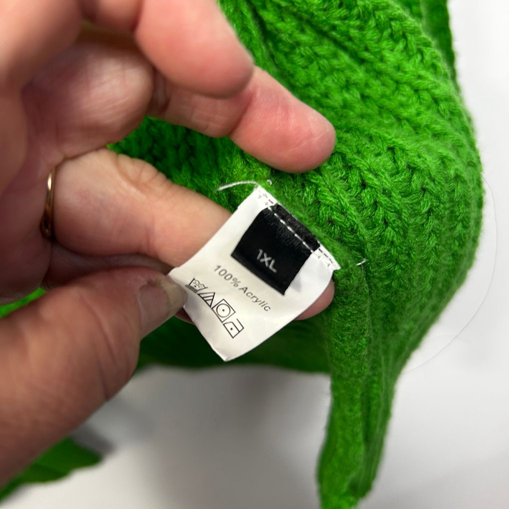 Green Longline Knit Cardigan with Pockets- Size 1XL