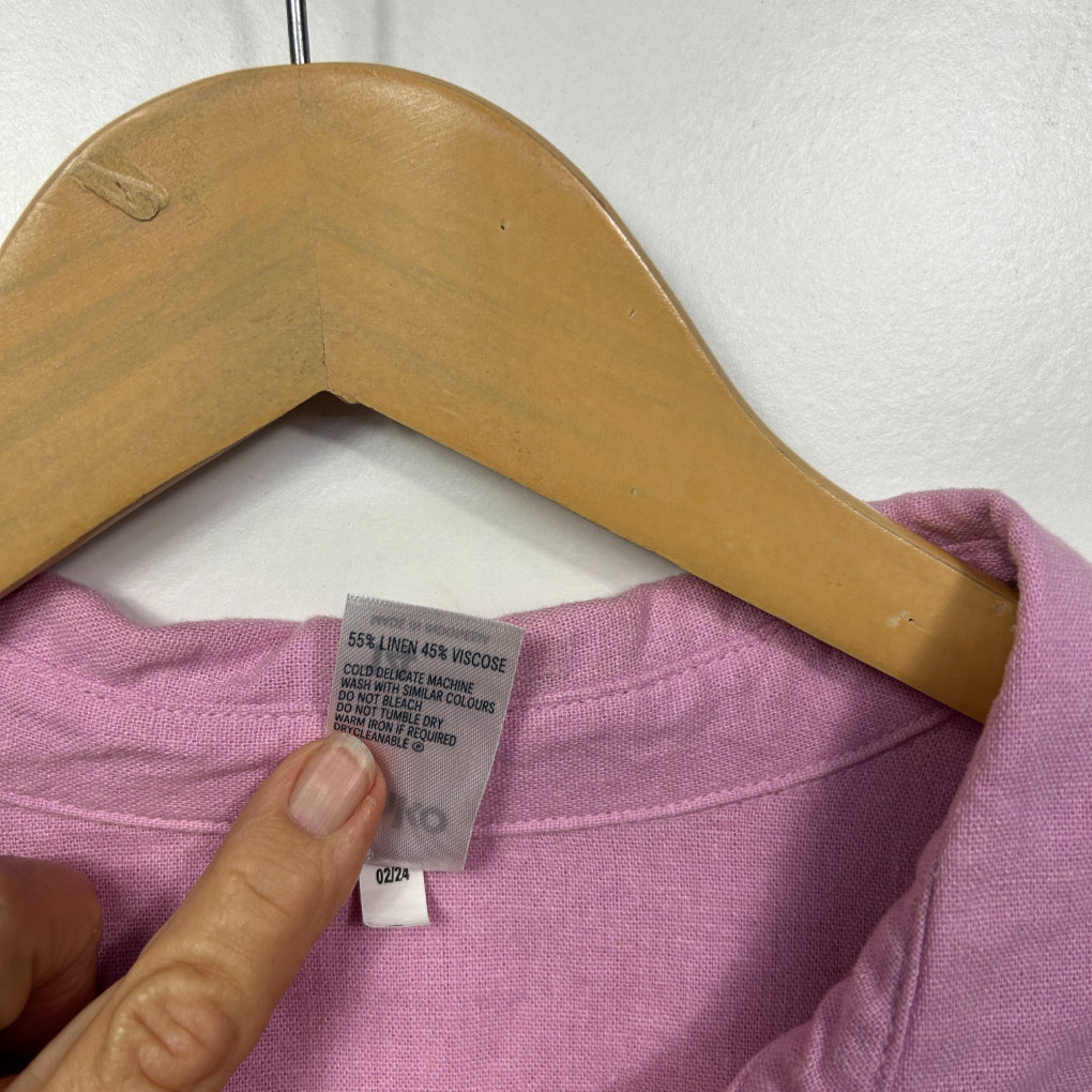 Anko Pink Lilac Long Sleeve Linen Blend Shirt - Size 14