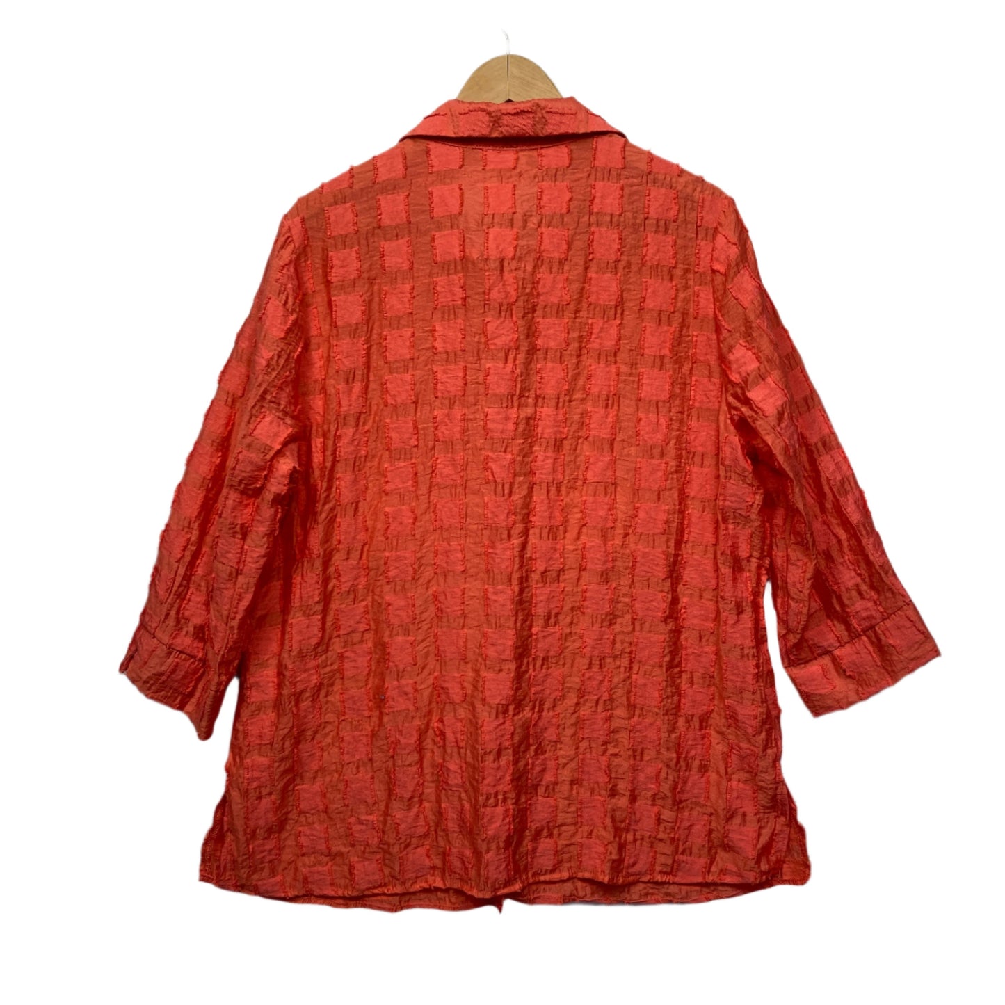 Noni B Top Size 16 Orange Sheer Long Sleeve Button Up