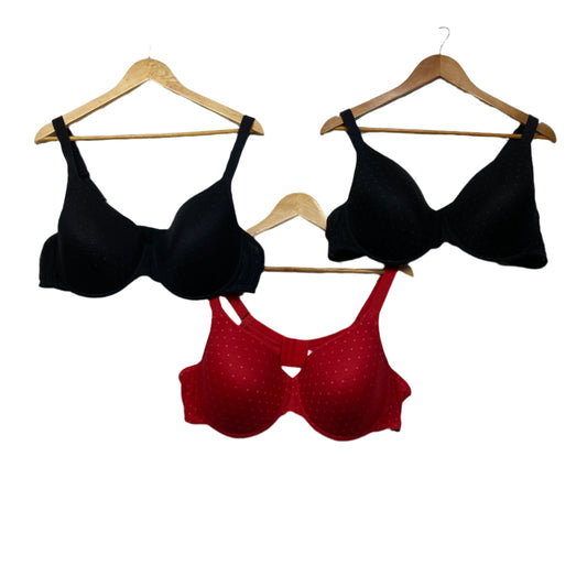 Set of 3 Anko Size 22D Bras Moulded Cup Red Black