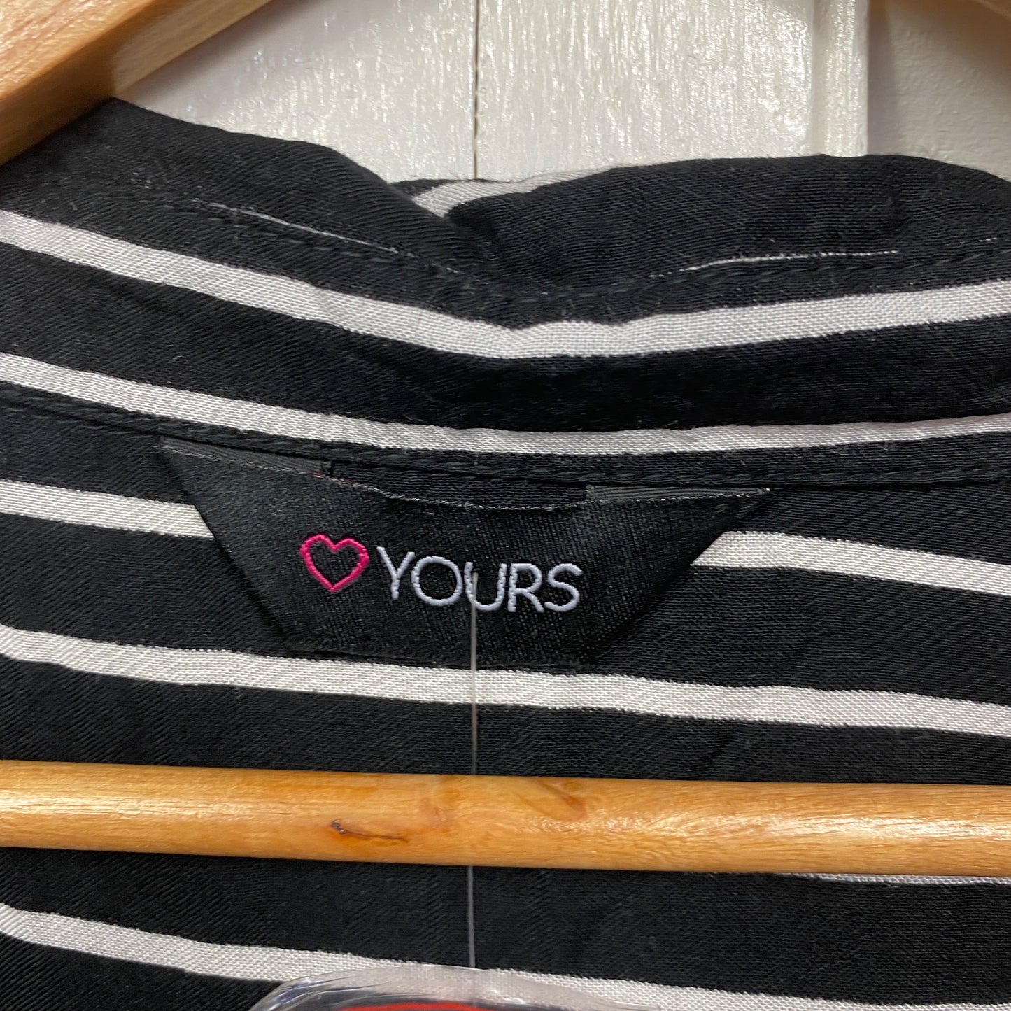 Yours Clothing Top Size 26 28 Black White Striped Draped V Neck Long Sleeve