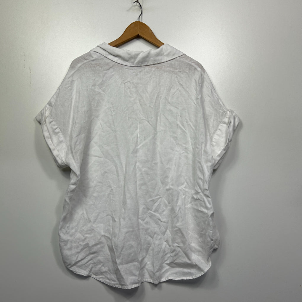 Target White Short Sleeve Linen Top - Size 16