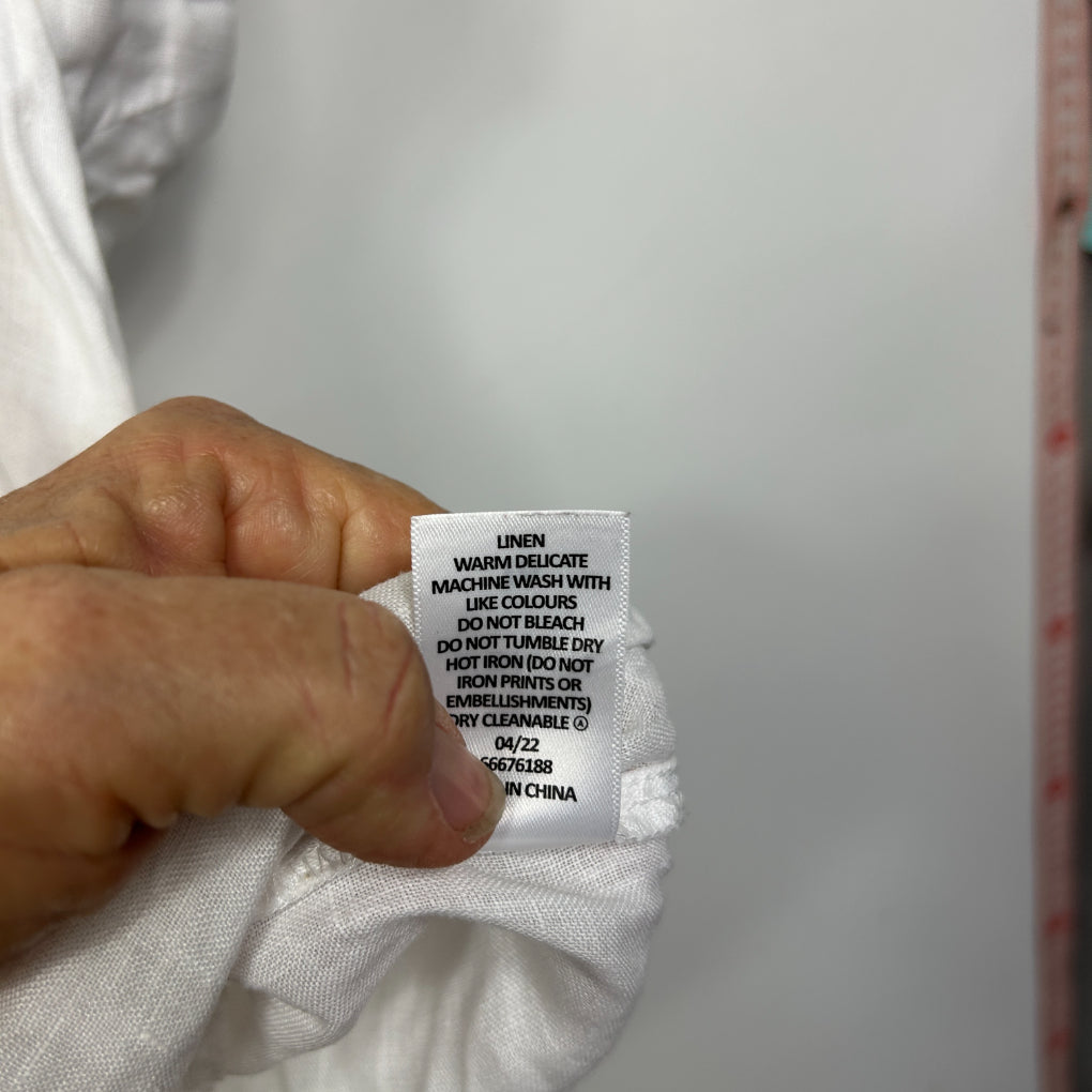 Target White Short Sleeve Linen Top - Size 16