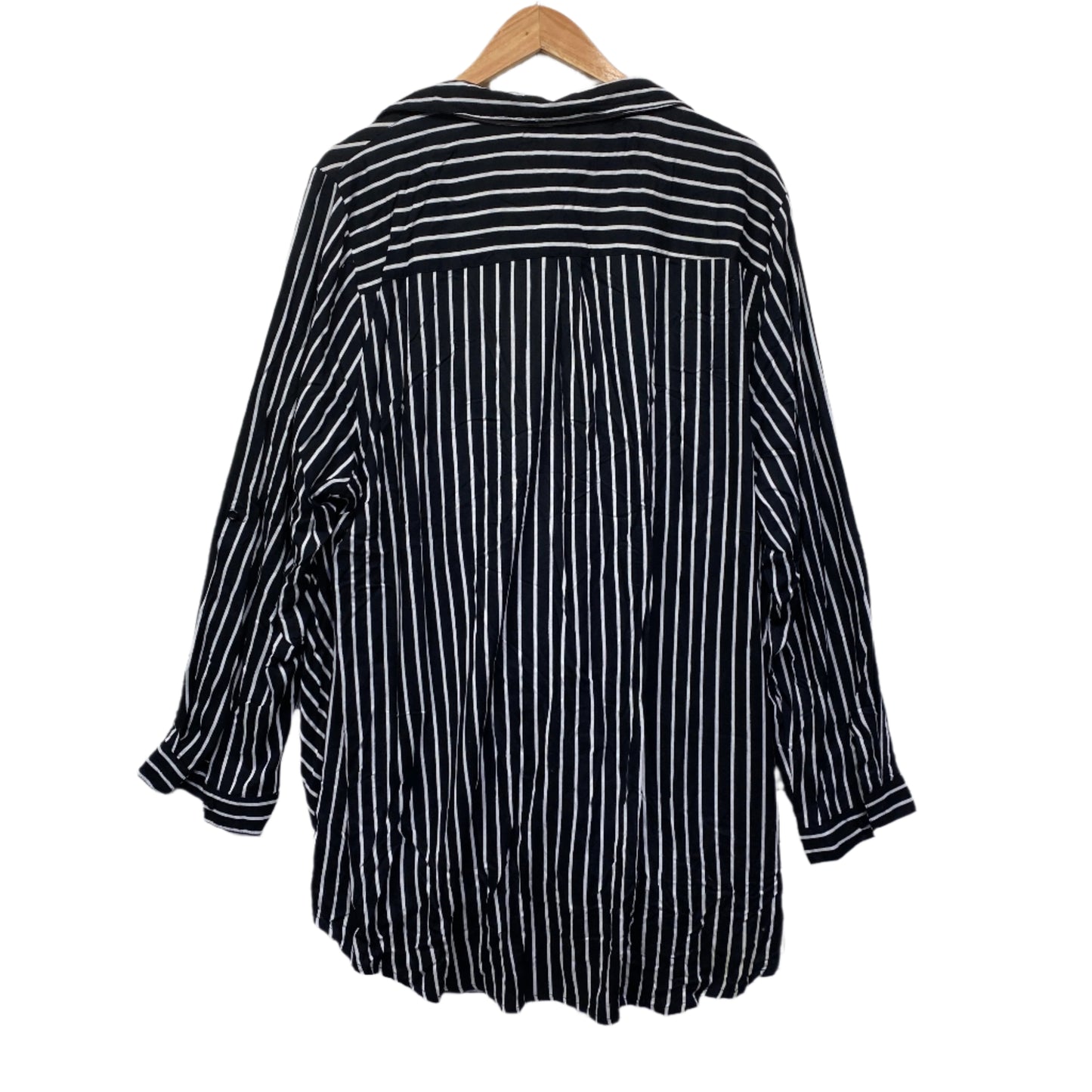 Yours Clothing Top Size 26 28 Black White Striped Draped V Neck Long Sleeve