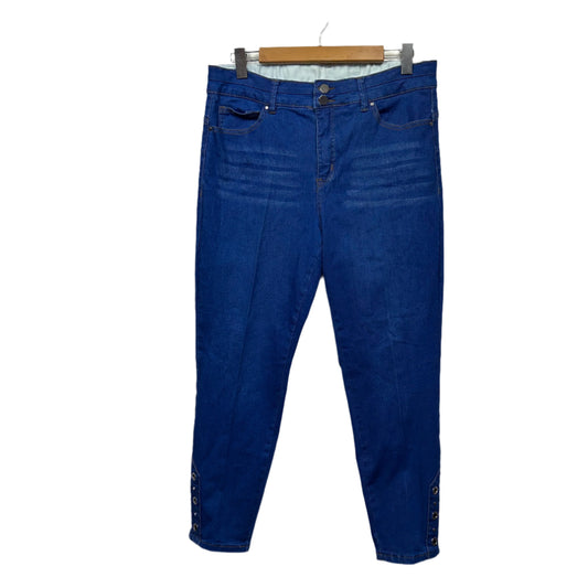 Rockmans Jeans Size 14 Elastic Waist Denim Blue Cotton Blend Pockets