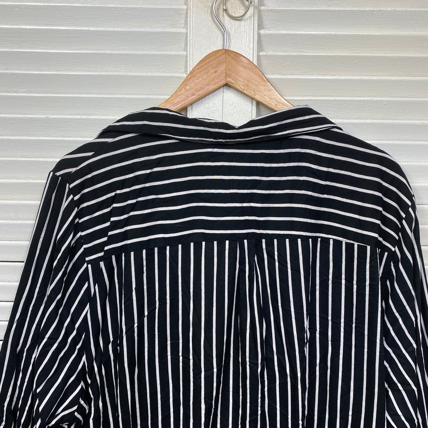 Yours Clothing Top Size 26 28 Black White Striped Draped V Neck Long Sleeve