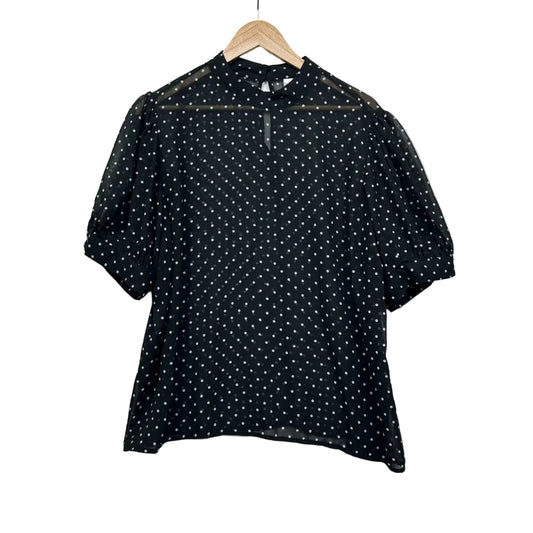 Anko Black & White Polka Dot Short Sleeve Sheer Chiffon Blouse - Size 20