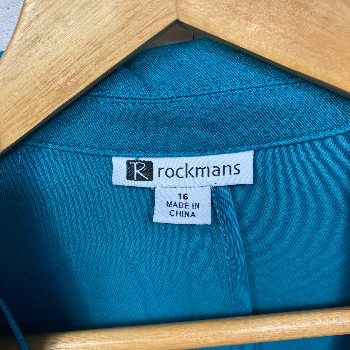 Rockmans Jacket Blazer Size 16 Green Teal Long Sleeve Viscose