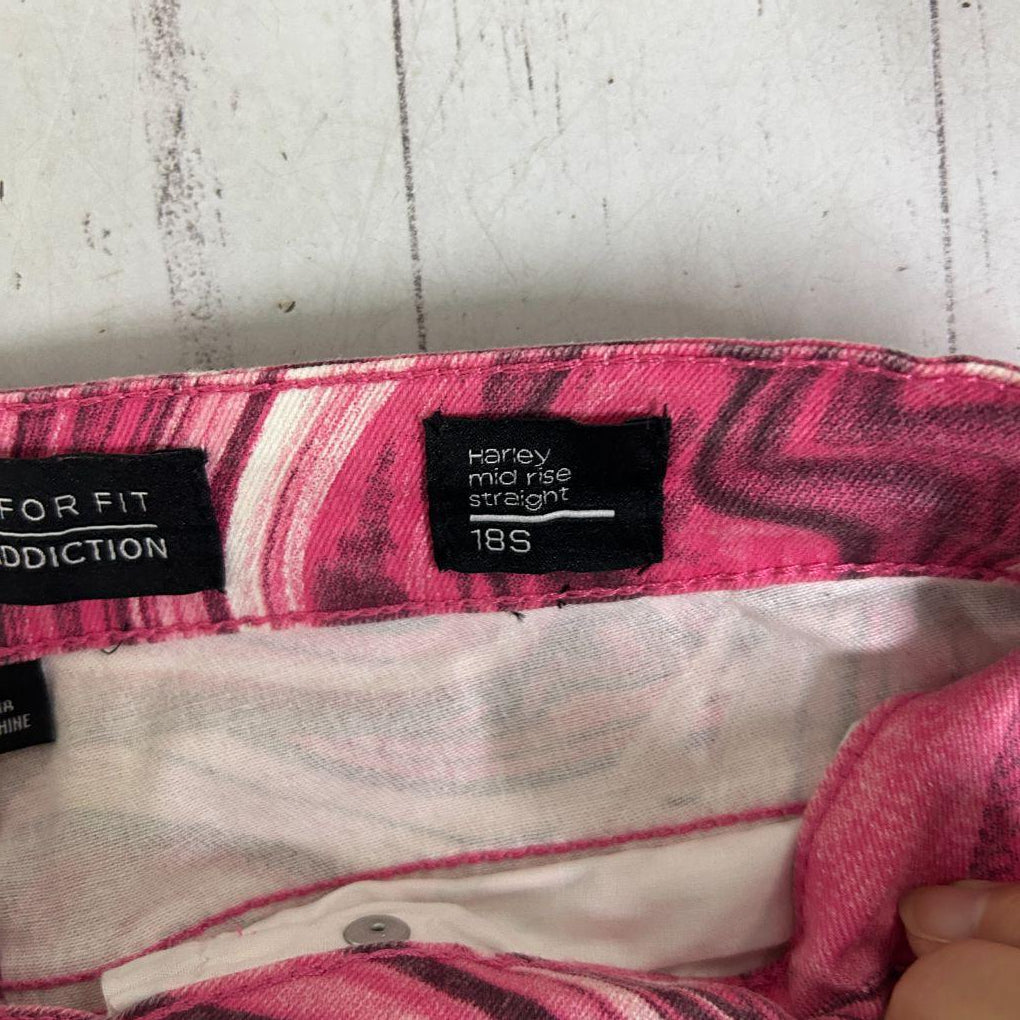 City Chic Pink Harley Mid Rise Straight Jeans - Size 18