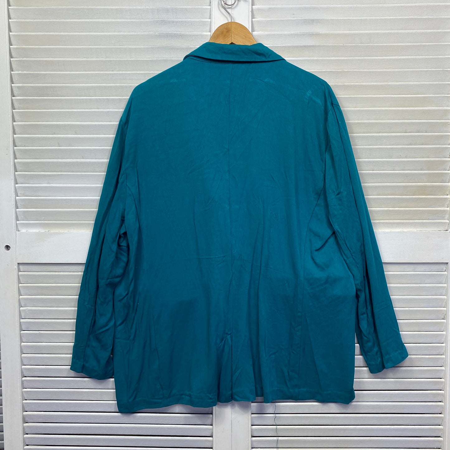 Rockmans Jacket Blazer Size 16 Green Teal Long Sleeve Viscose