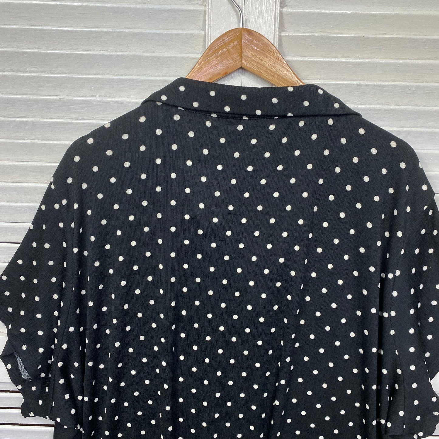 Yours Clothing Top Size 28 30 Plus Black White Polka Dots New