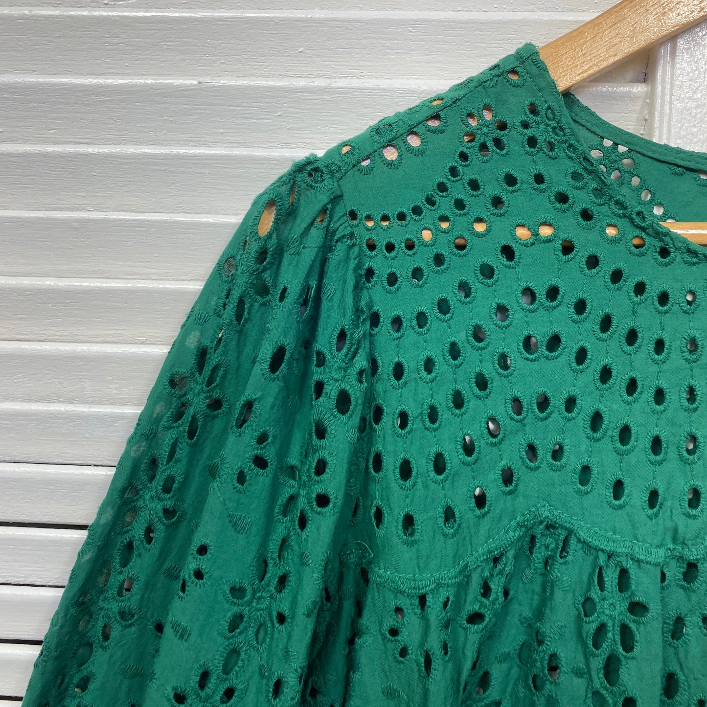 Katies Top Size 14 Green Embroidered Long Sleeve