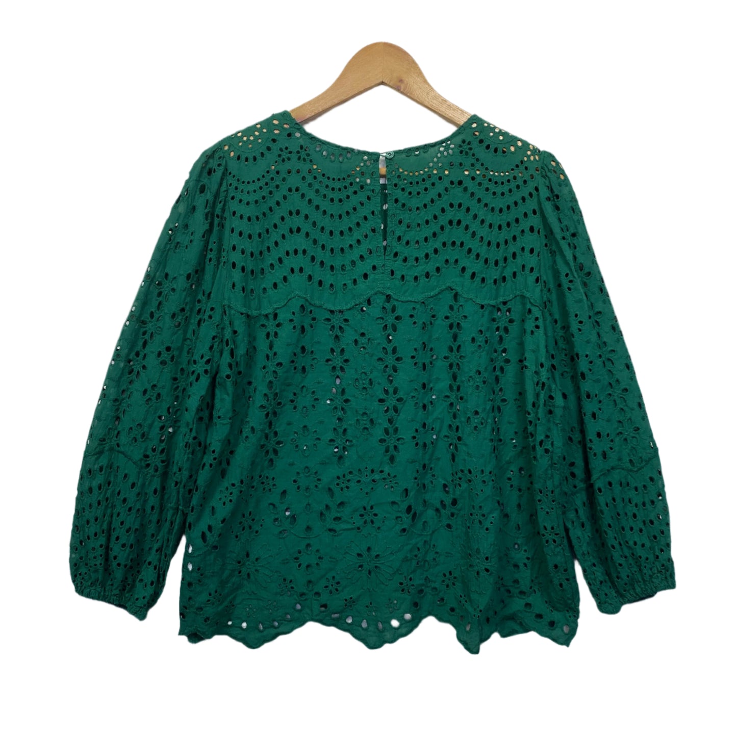 Katies Top Size 14 Green Embroidered Long Sleeve