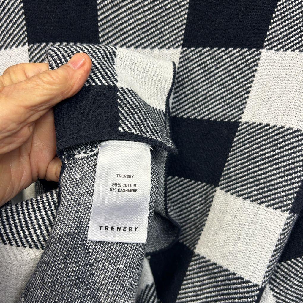 Trenery Black Cotton Cashmere Check Top - Size 2XL