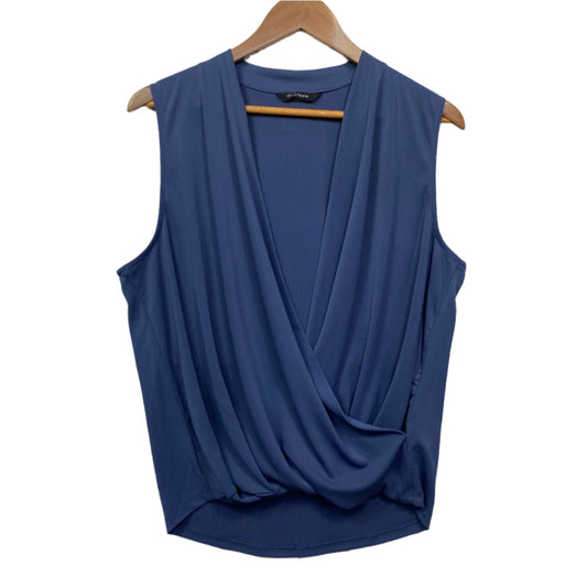 Portmans Top Size 14 Blue Sleeveless Draped V Front