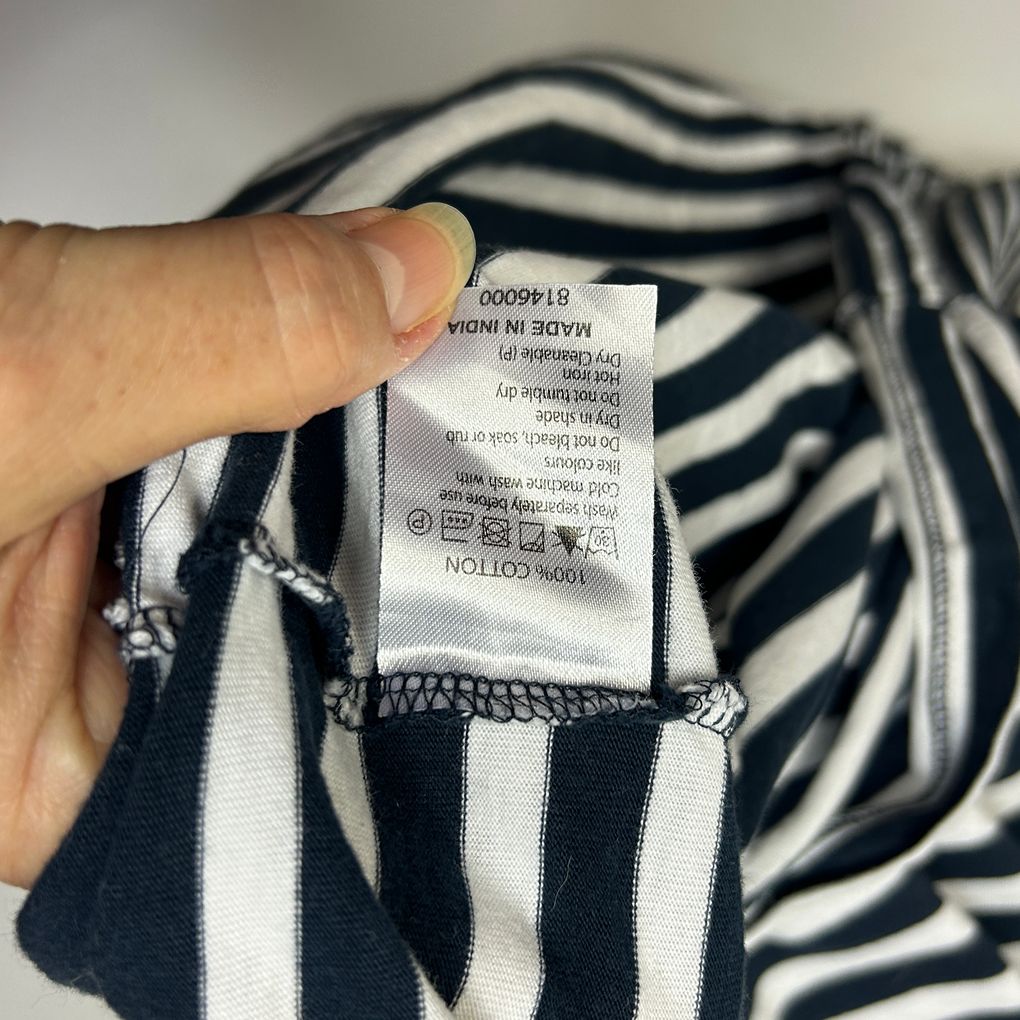 Elm Living Navy Striped Cotton Top - Size 16