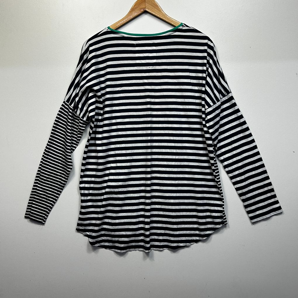 Elm Living Navy Striped Cotton Top - Size 16