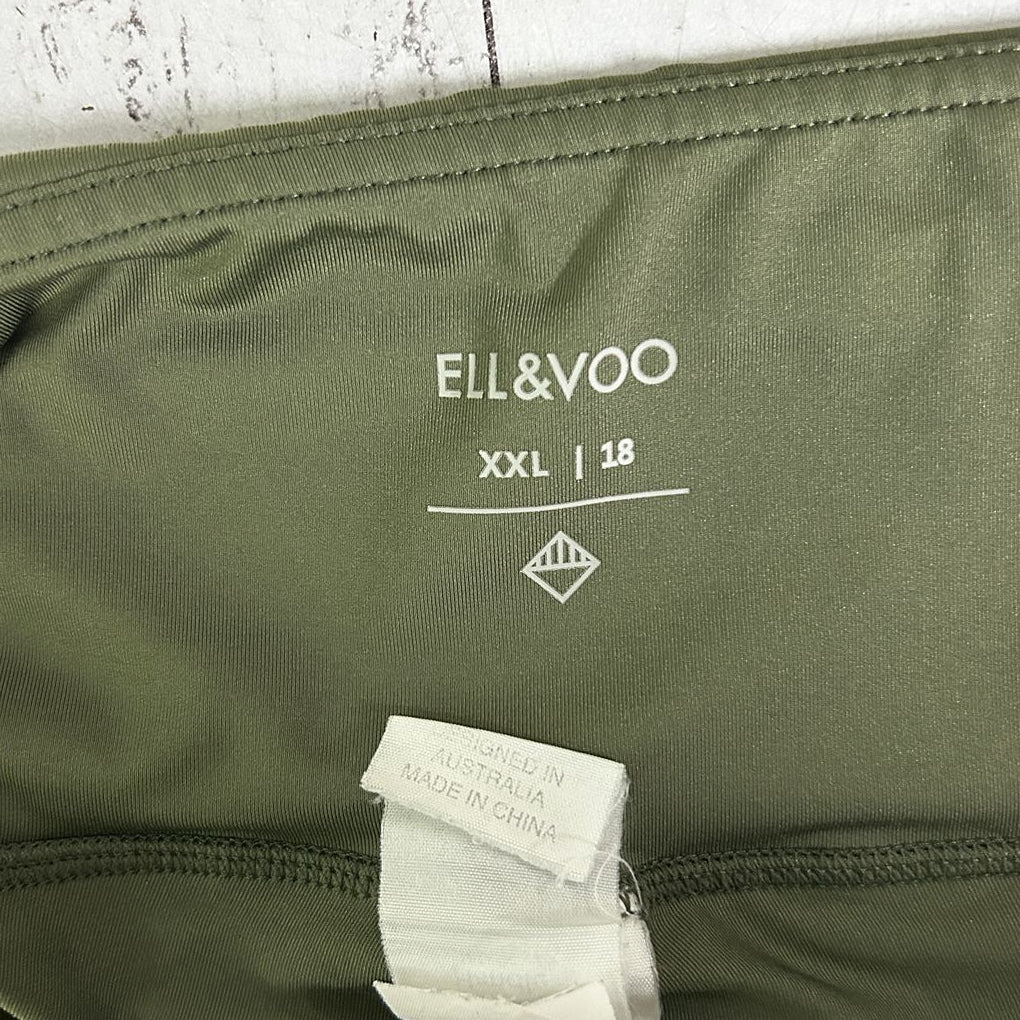Ella & Voo Khaki Green Print Activewear Running Shorts - Size 18