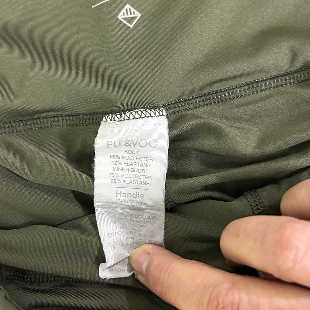 Ella & Voo Khaki Green Print Activewear Running Shorts - Size 18