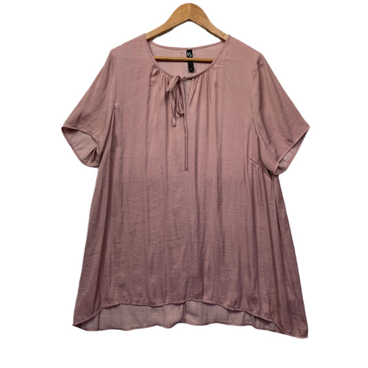 Taking Shape Top Size 16 Dusty Pink Short Sleeve Pleated