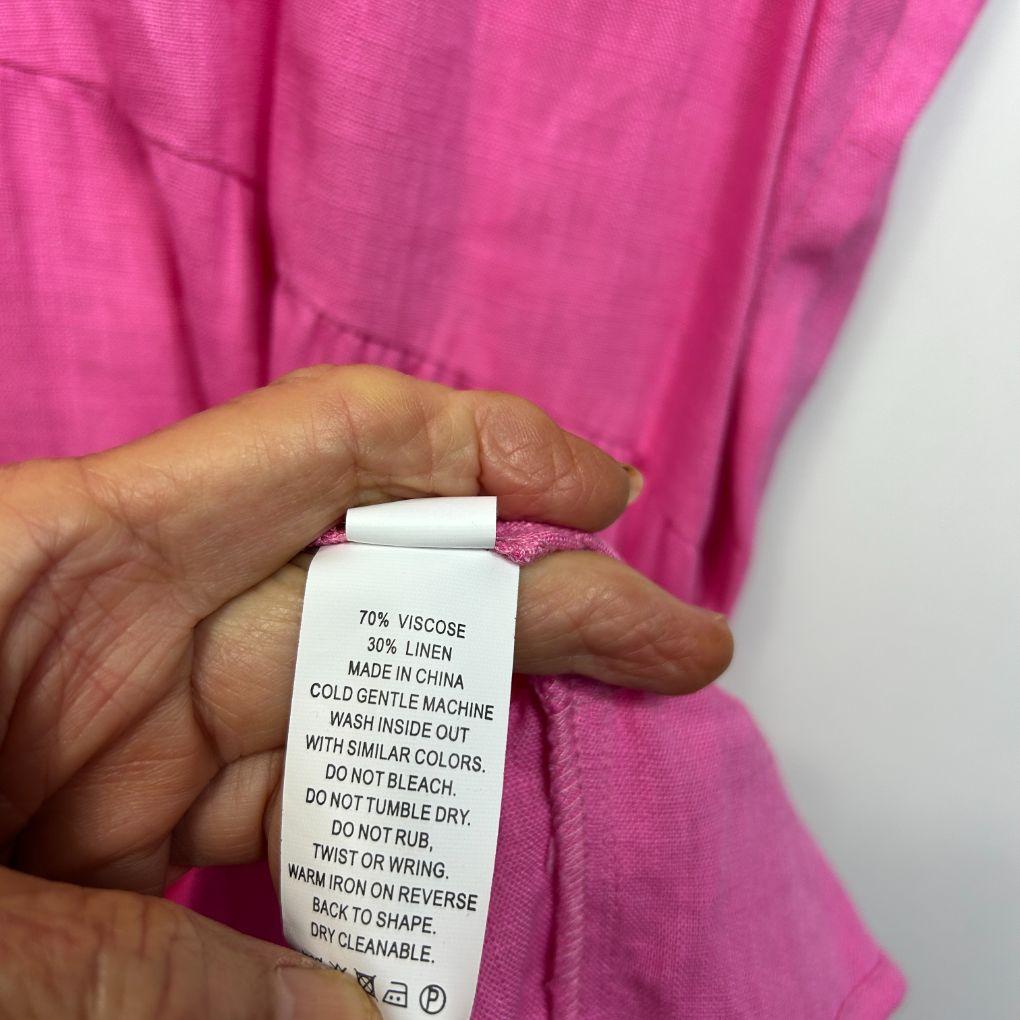 Jeanswest Linen Blend Pink Dress - Size 14