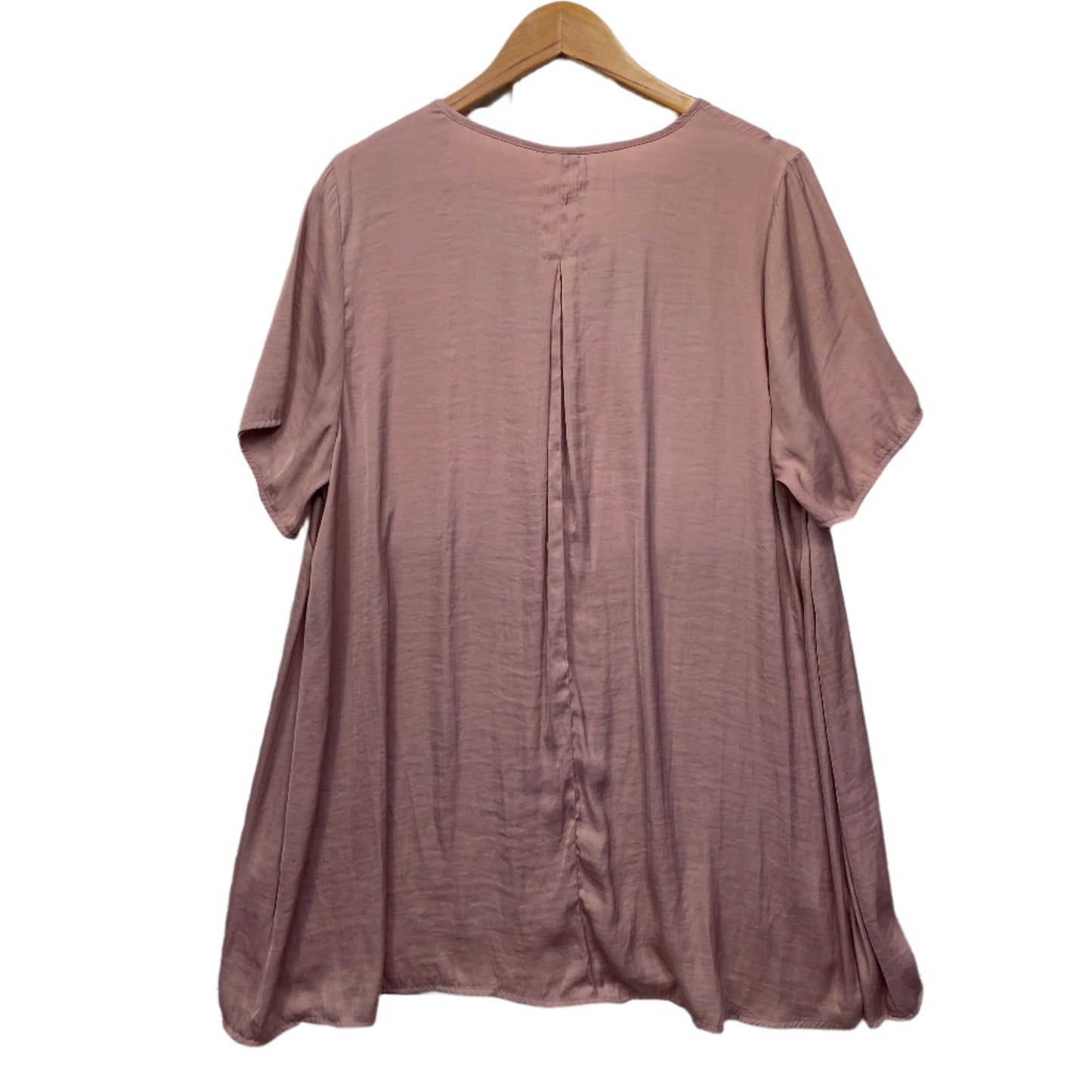 Taking Shape Top Size 16 Dusty Pink Short Sleeve Pleated