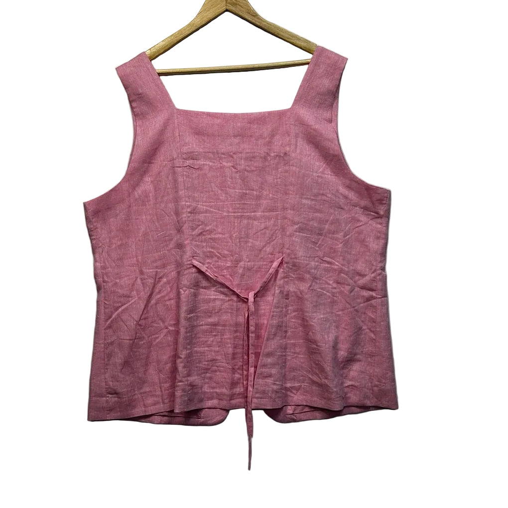 Sussan Pink Linen Sleeveless Fitted Top - Size 22