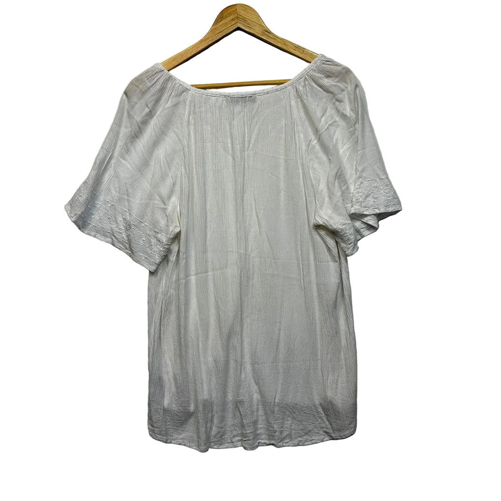 Just Jeans White Embroidered Boho Top - Size 16