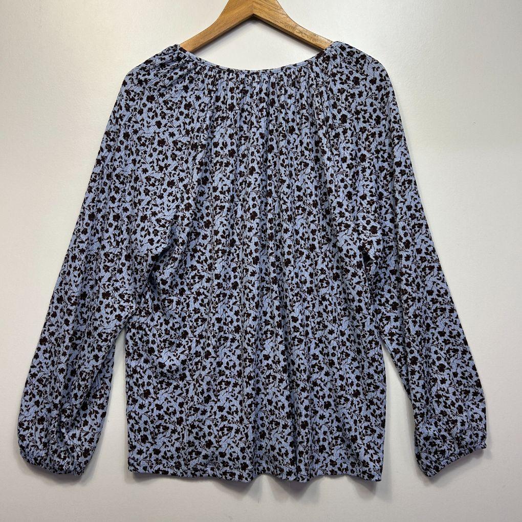 H&H Blue Chocolate Floral Top - Size 18