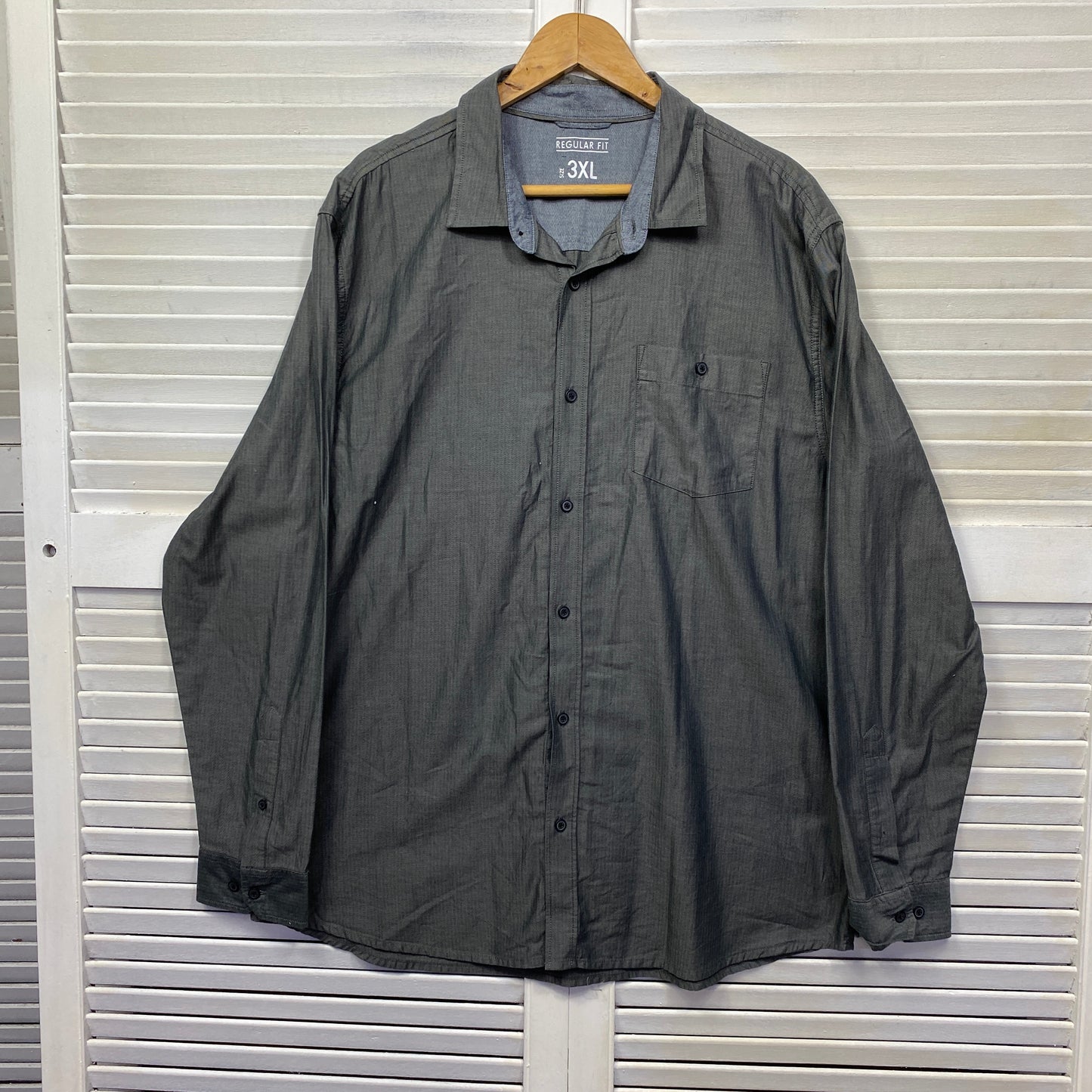 Big & Tall Mens Shirt Size 3XL Grey Long Sleeve Button Up