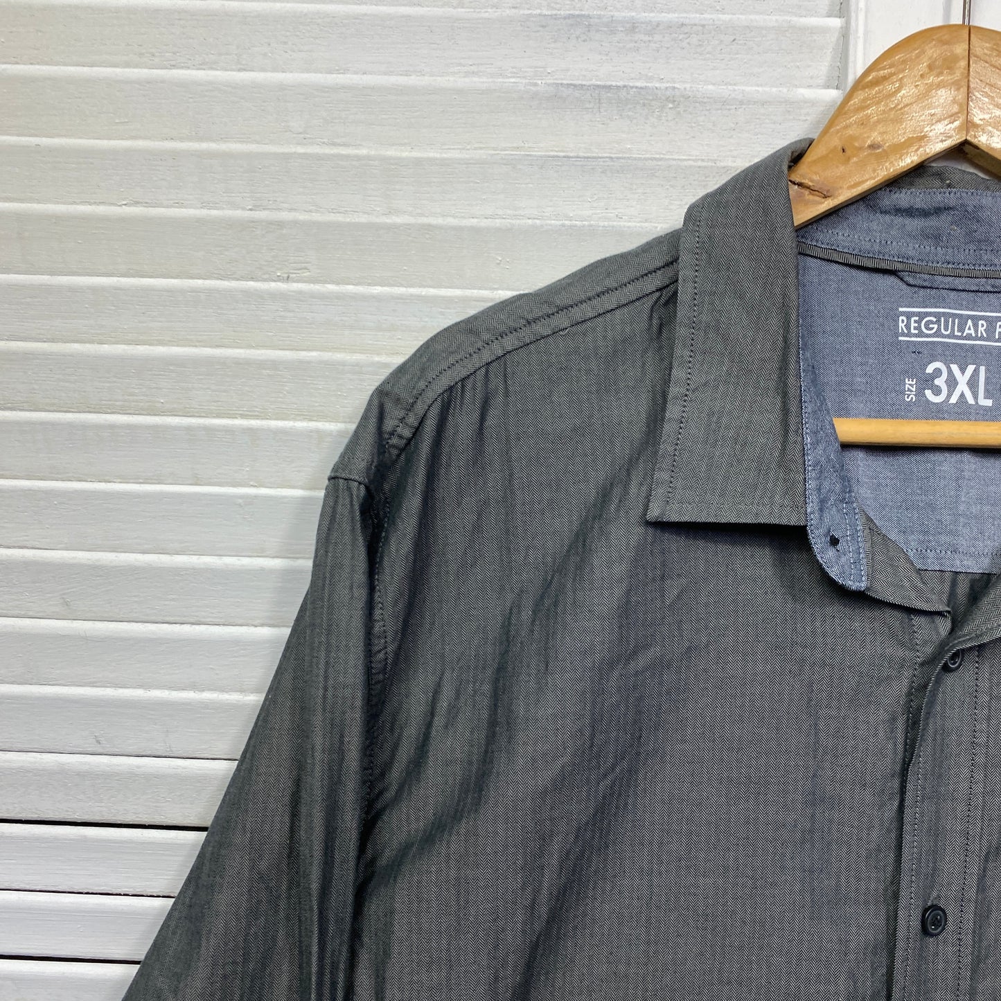 Big & Tall Mens Shirt Size 3XL Grey Long Sleeve Button Up