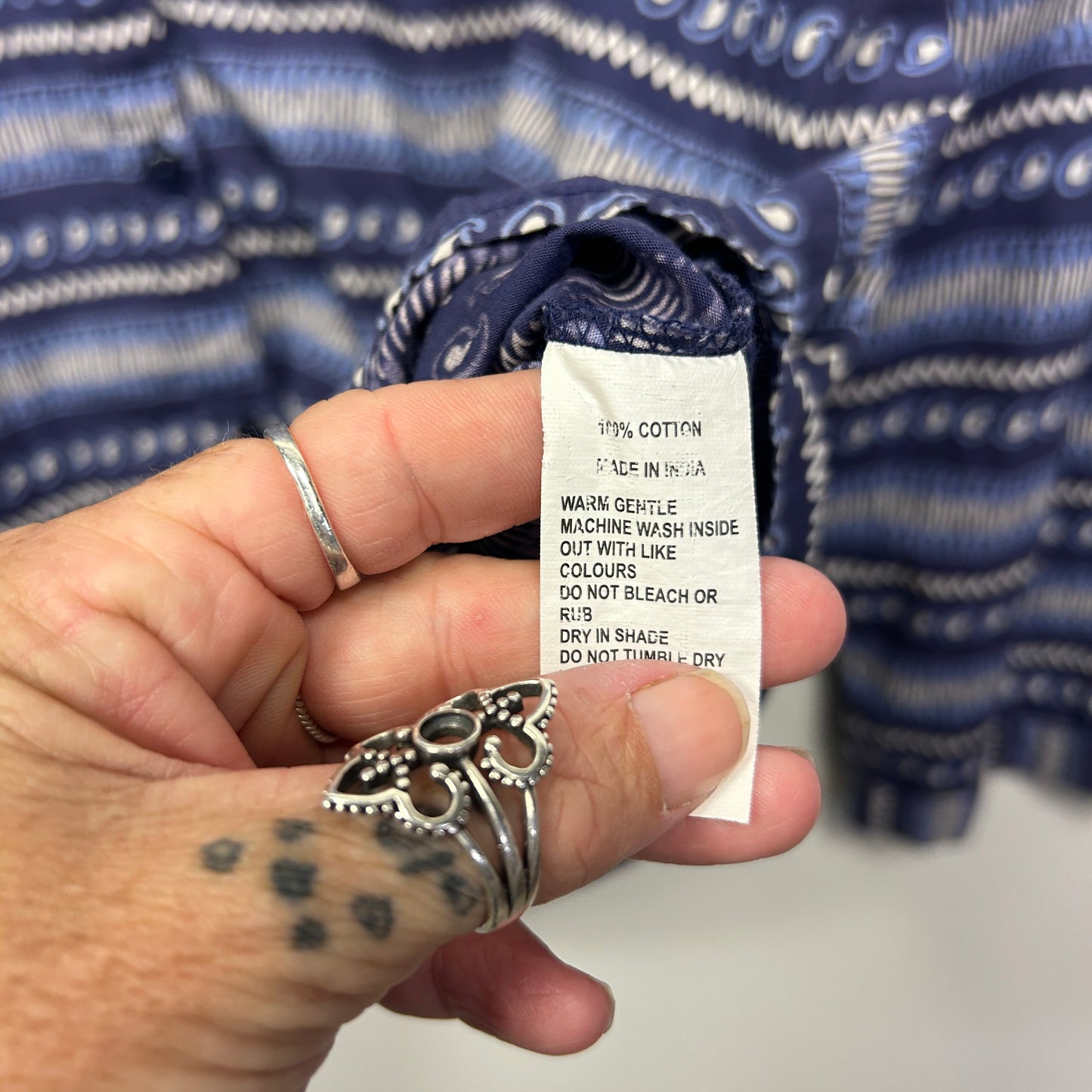 Regatta Top Size 18 Blue Button Up Long Sleeve 100% Cotton