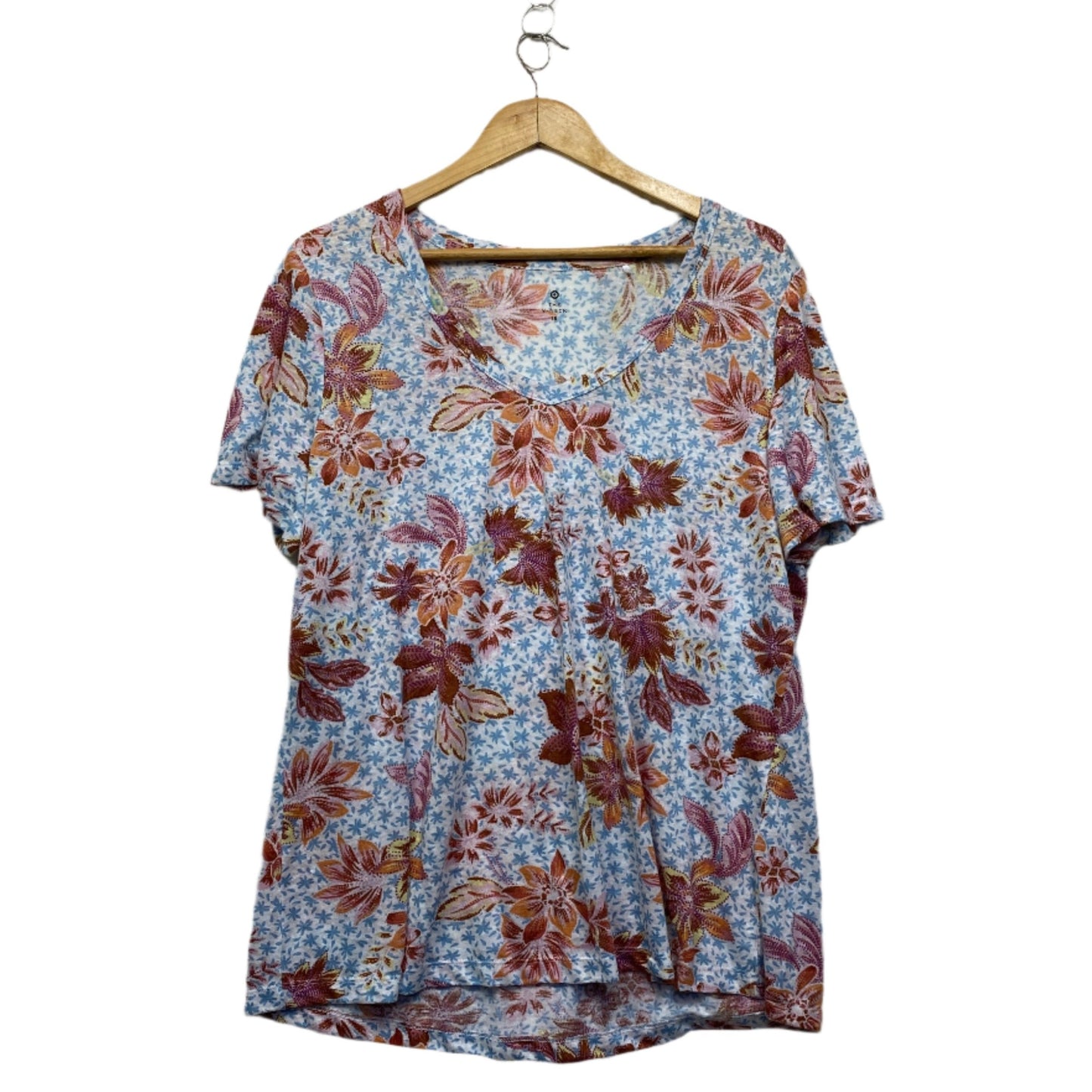 Target Linen Top Size 18 Short Sleeve Multicoloured Floral