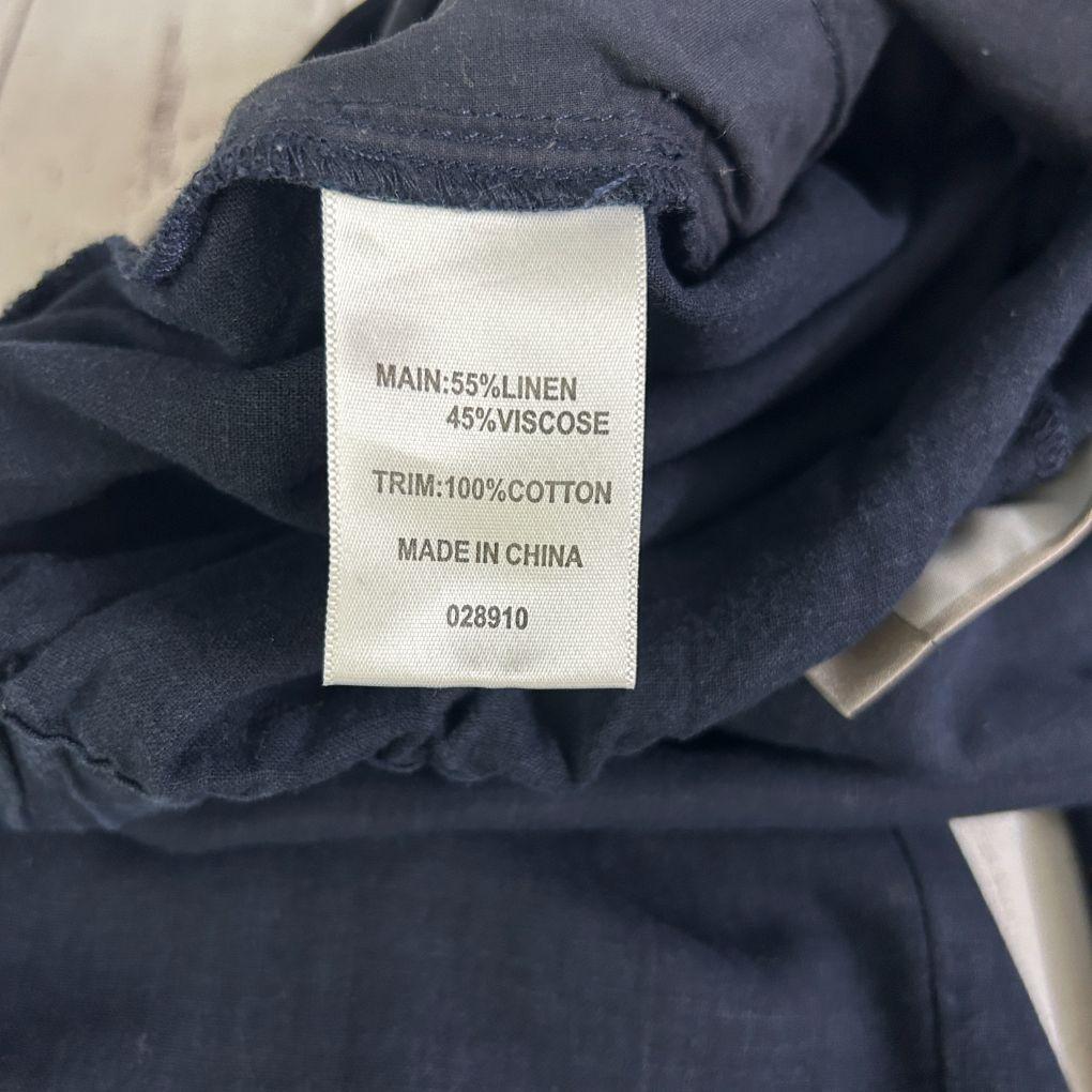 Sussan Navy Wide Leg Cropped Linen Pants - Size 16
