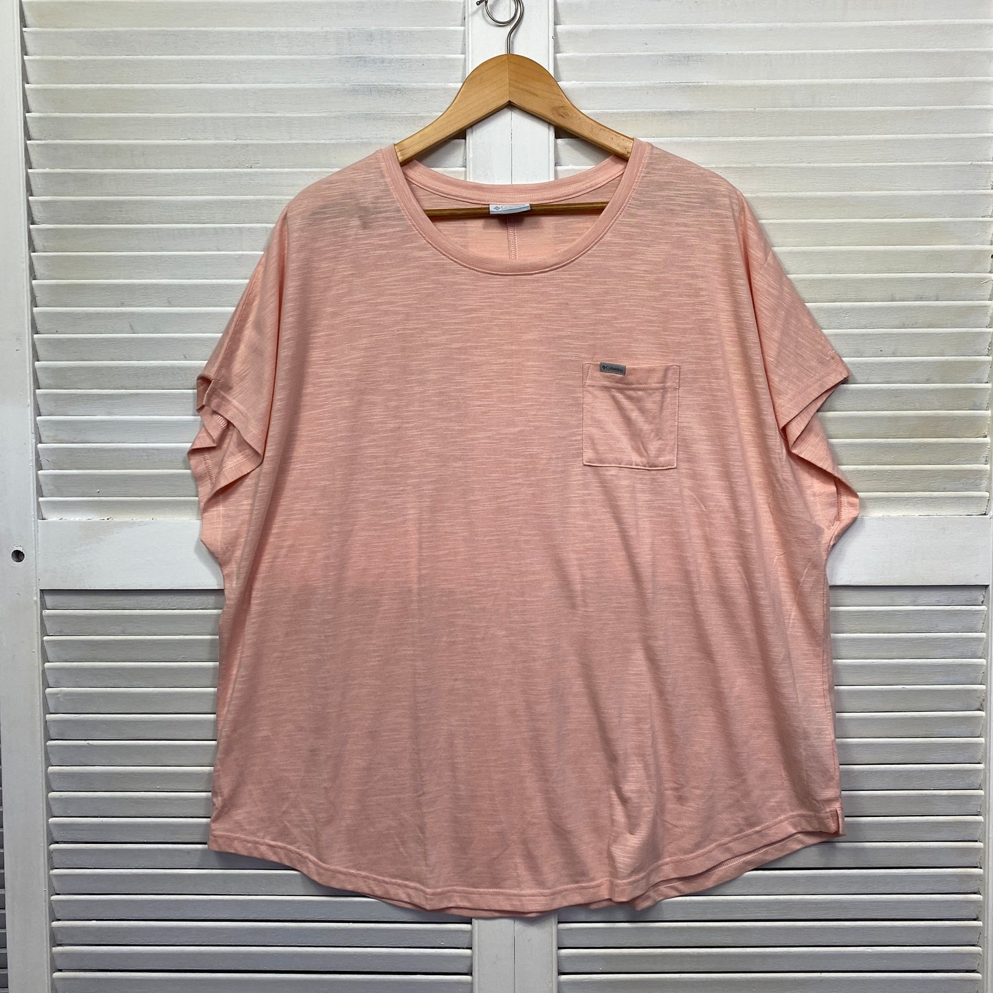 Columbia Top Size 3XL 16 18  Plus Peach Activewear Short Sleeve