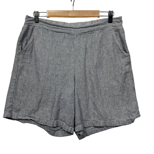 Grey Striped Shorts - Size Approx 14-16