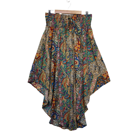 Shein Boho Skirt Size XL 14 16 Hi Low Hem Multicoloured Elastic Waist