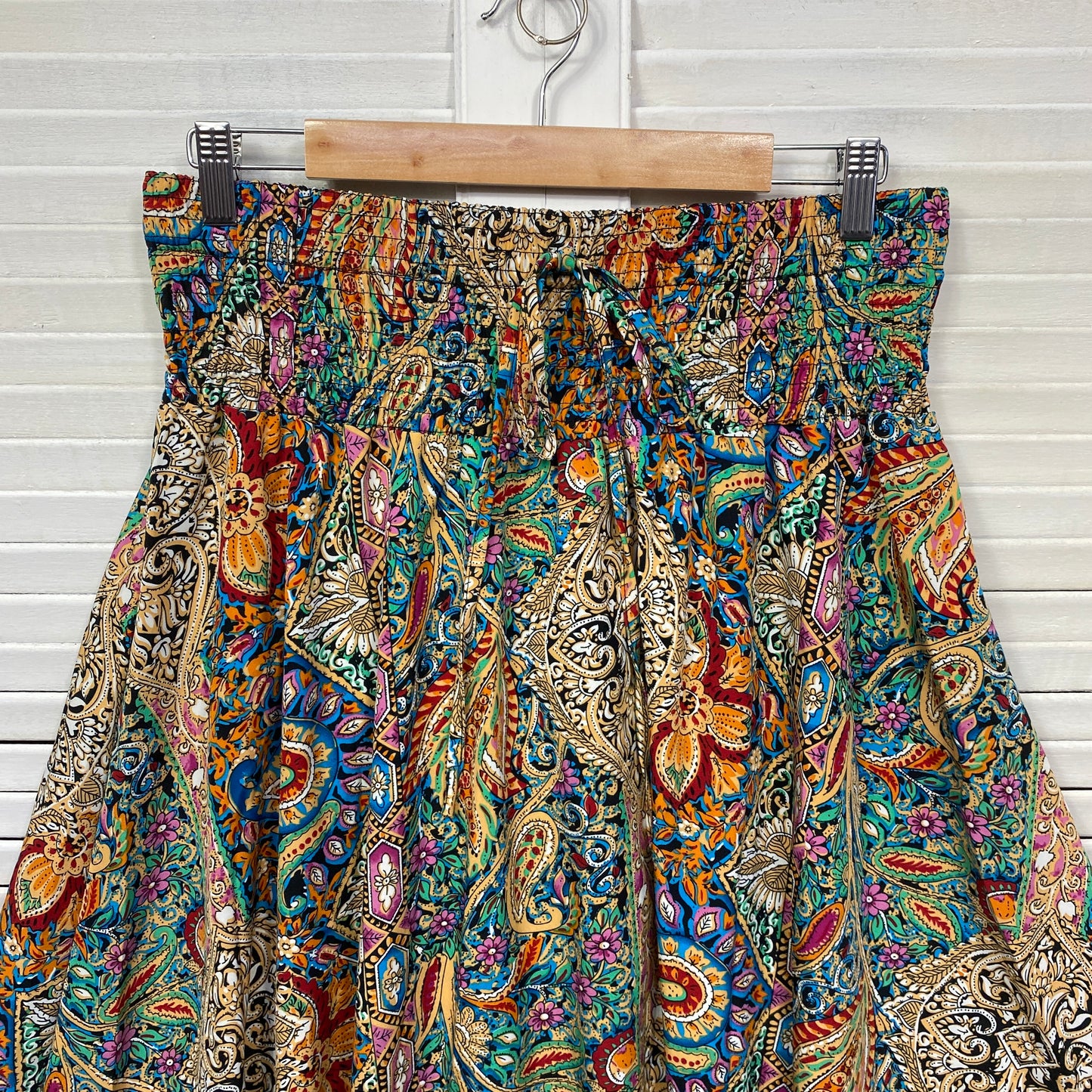 Shein Boho Skirt Size XL 14 16 Hi Low Hem Multicoloured Elastic Waist