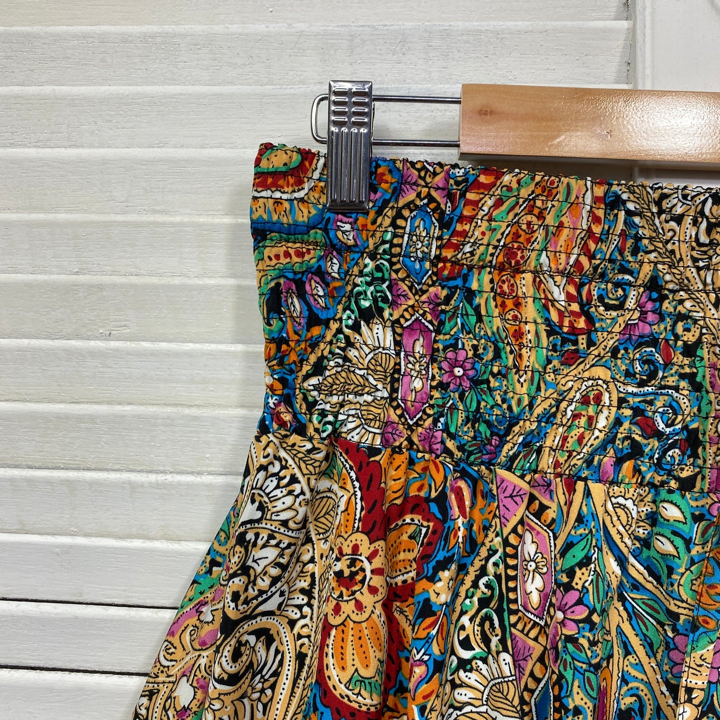 Shein Boho Skirt Size XL 14 16 Hi Low Hem Multicoloured Elastic Waist